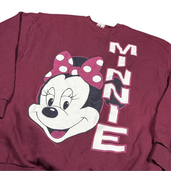 Minnie Mouse Vintage 90’s Disney Burgundy Pullover Sweater - Picture 2 of 3